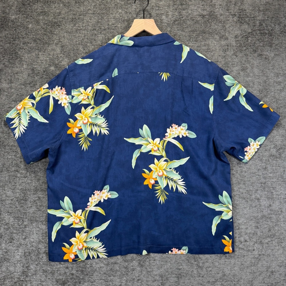 Tommy Bahama Silk Camp Shirt Floral Hawaiian Blue Mens XXL - Picture 5 of 7